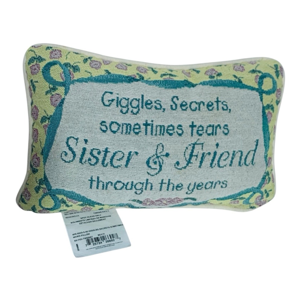 Sister & Friend Quote Tapestry Word Pillow.